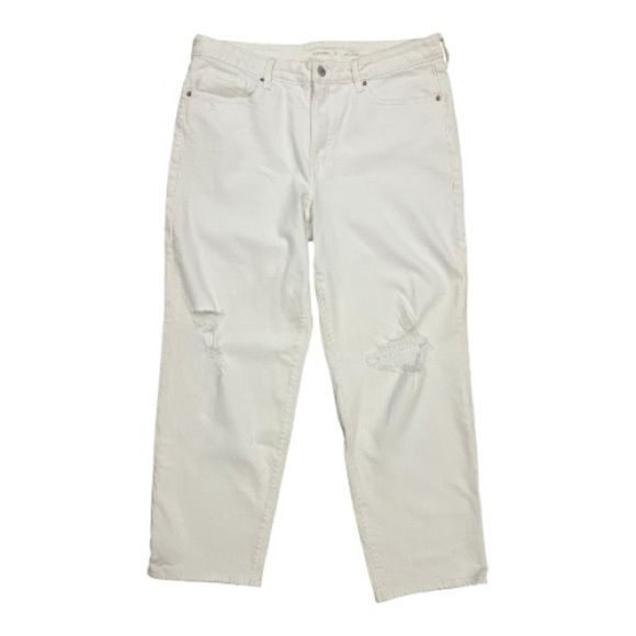 Old Navy Denim - Old Navy Distressed High Rise O.G. Loose White Jeans Size 16 Women NWOT